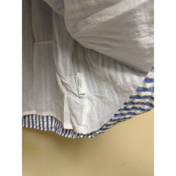 Seersucker Blue White Chevron Striped Strapless Smocked Mini Dress Size 2X Plus - Picture 8 of 13